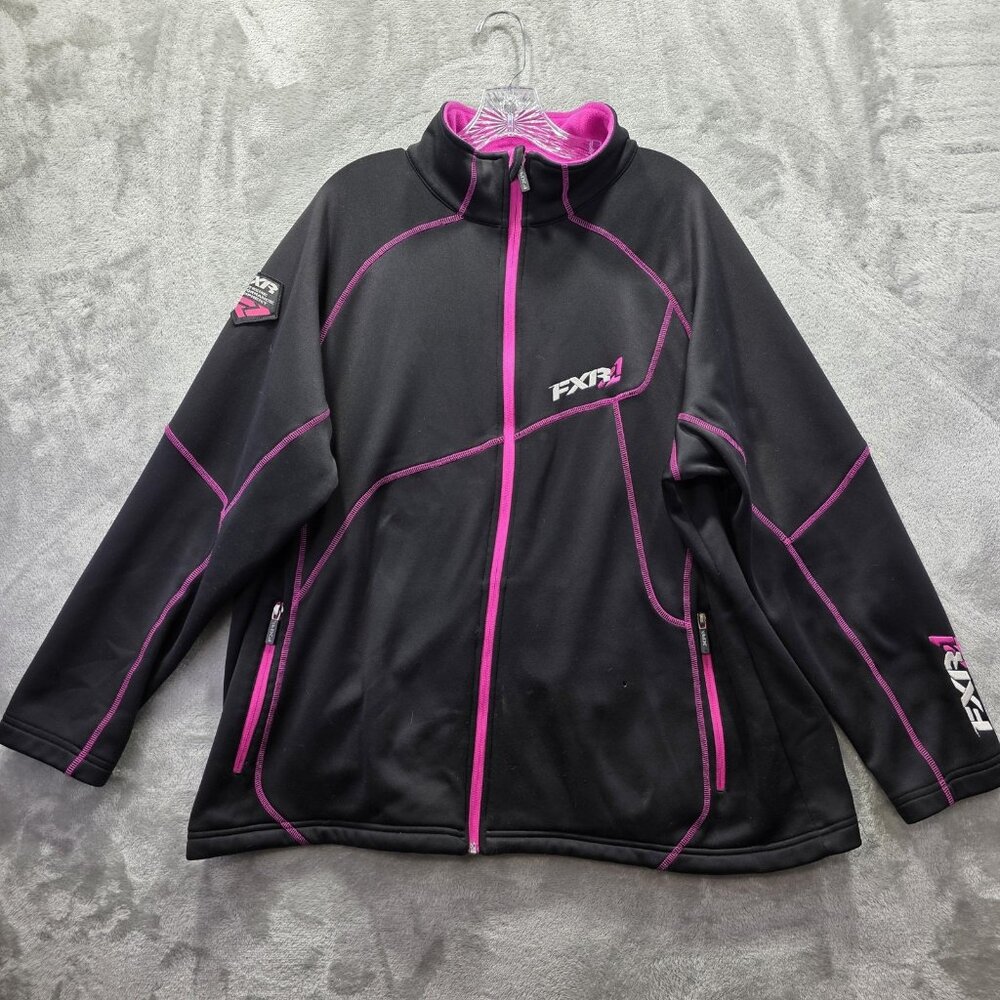 FXR Racing Jacket Womens 18 Black Pink Softshell Zip Fleece Snowmobile